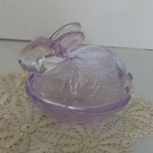 Source Unknown Purple Glass Rabbit Figurine